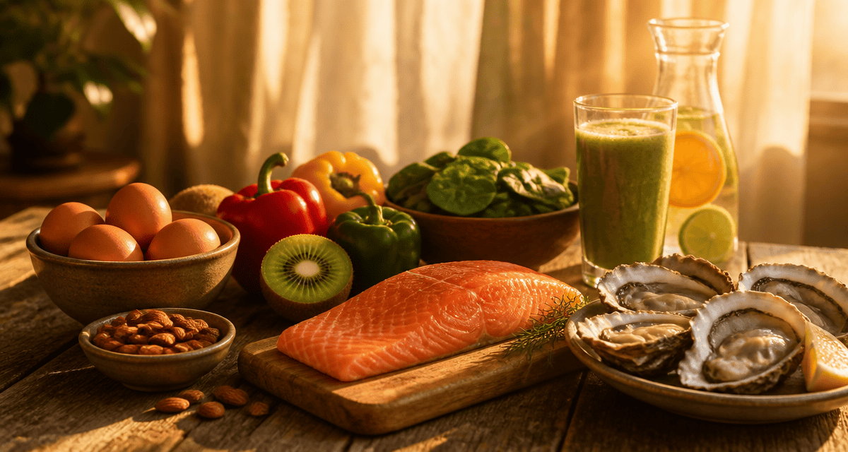 les aliments bon pour les cheveux sur une table