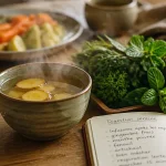 Aide pour la digestion : infusion gingembre et herbes fraîches