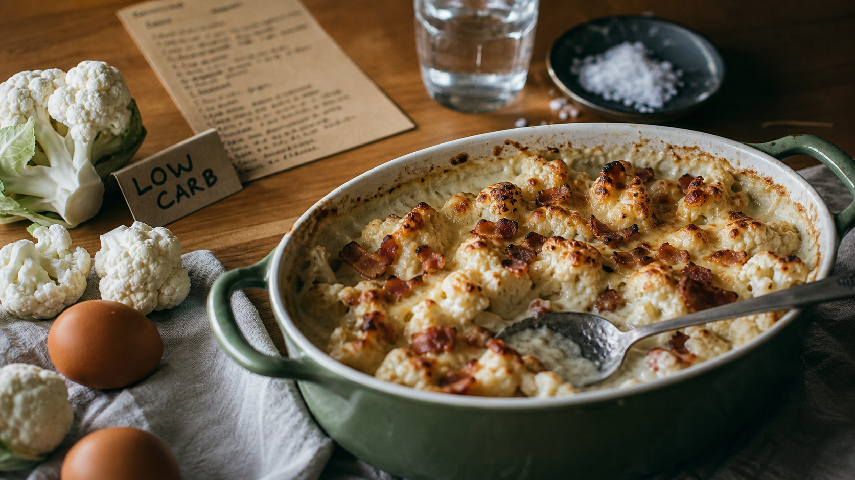 Aliments pauvre en glucide : gratin de chou-fleur low carb