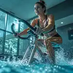 aquabike femme pédalant en piscine