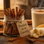 Bienfait de la cannelle sur la table avec smoothie