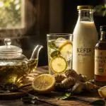 boisson pour perdre du ventre sur table rustique