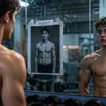 créatine avant/après photos jeune homme miroir