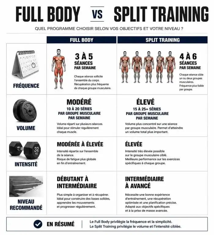 Comparatif entre programme de musculation Full Body et Split Training pour optimiser sa semaine