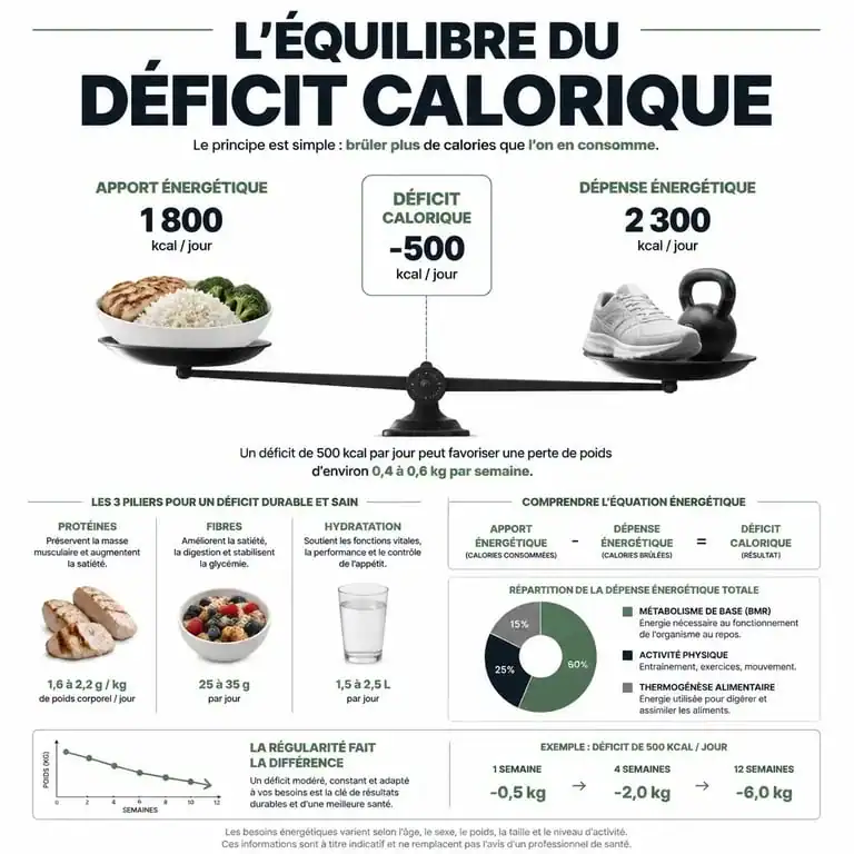 Infographie sur les principes pour maigrir vite et bien de manière saine