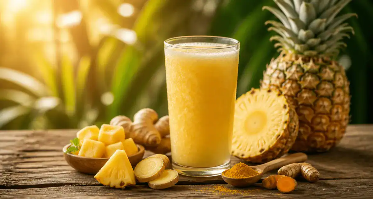 jus d'ananas bienfaits avec ananas frais et épices