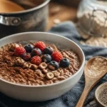 Porridge proteiné onctueux aux baies, noisettes et chia, 25g de protéines