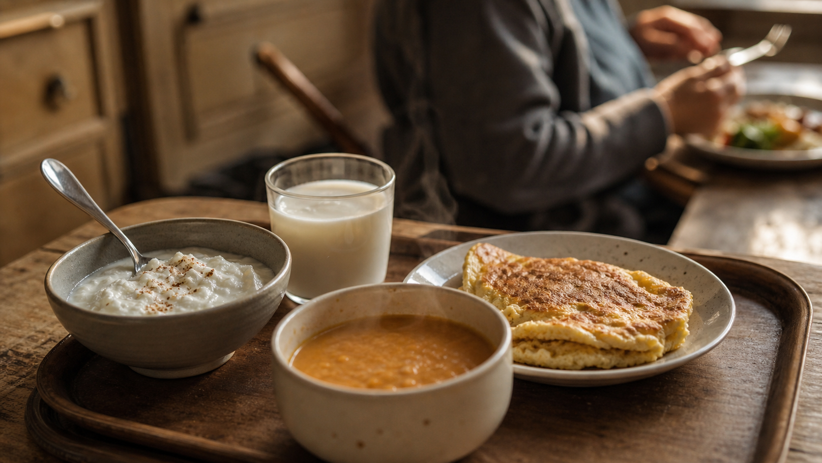 Aliments riches en proteines pour personnes agees : bol de skyr, lait, omelette et soupe pour 25-35 g par repas après 60 ans