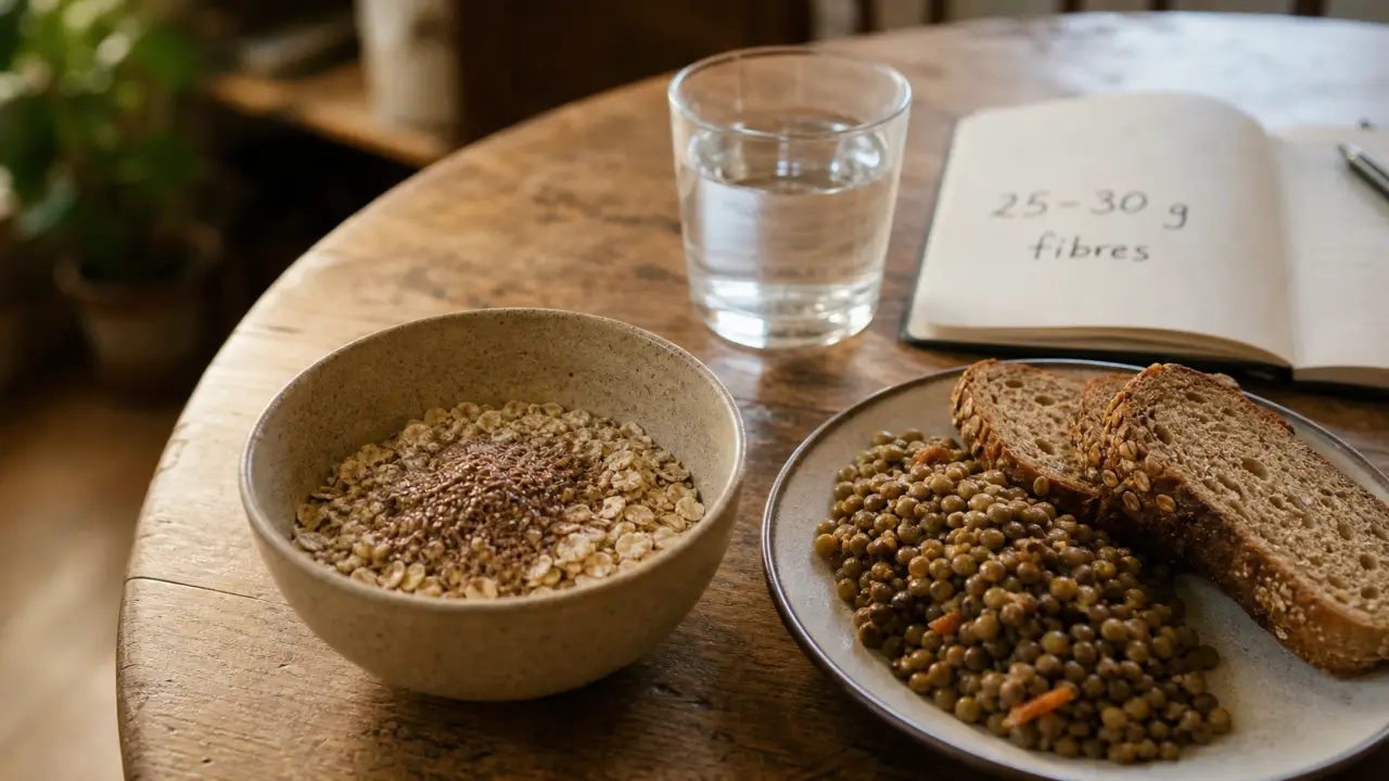 Combien de gramme de fibre par jour : bol d’avoine et lentilles, 25 à 30 g