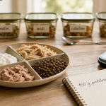 Comment manger 150 g de protéine par jour : assiette 4 prises (skyr, poulet, thon, lentilles)