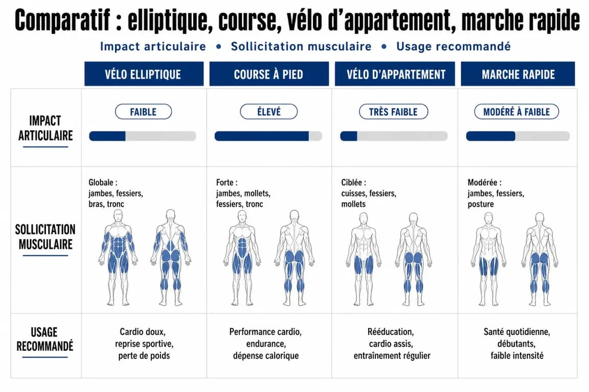 Comparatif des bienfaits du vélo elliptique par rapport à d'autres activités sportives selon l'avis d'un kinésithérapeute