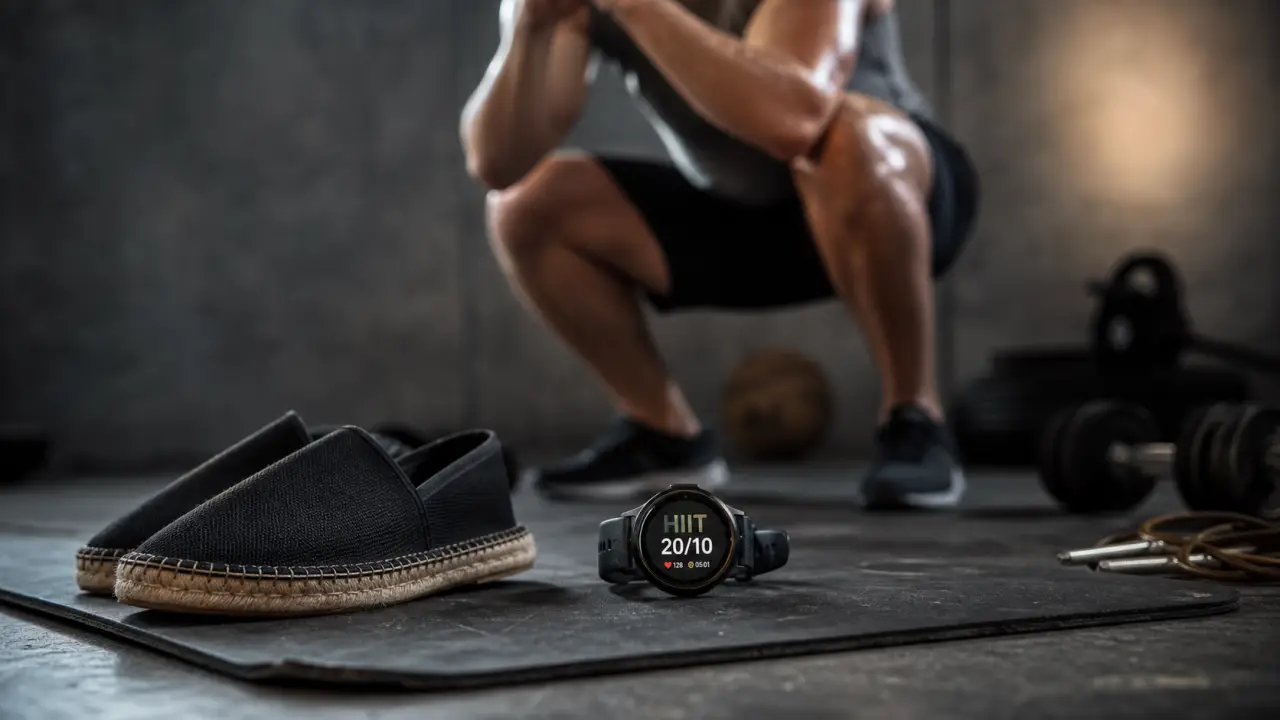 HIIT perte de poids : squats HIIT 20/10 sur tapis de sport
