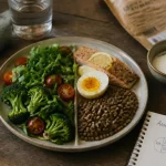 aliment pour diabetique : assiette 50% legumes, IG bas