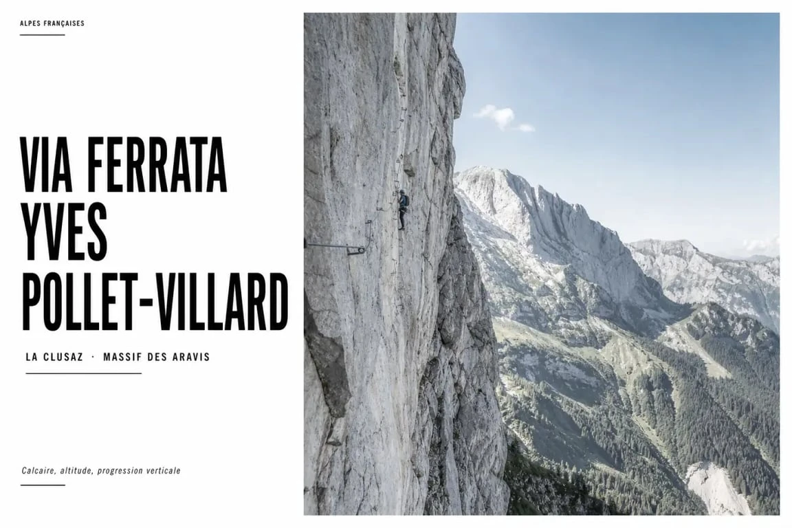 Via ferrata Yves Pollet-Villard à La Clusaz sur la falaise de Borderan avec vue sur les Aravis