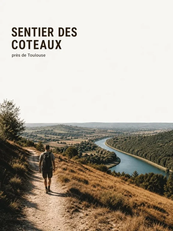 Randonnée près de Toulouse sur un sentier de coteaux avec vue sur la campagne