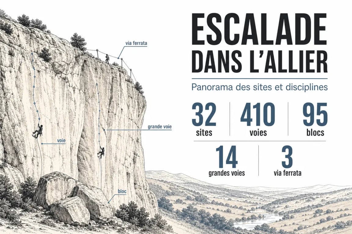 Allier escalade en falaise et navigation en mer Méditerranée : synthèse visuelle des sites, disciplines et chiffres clés