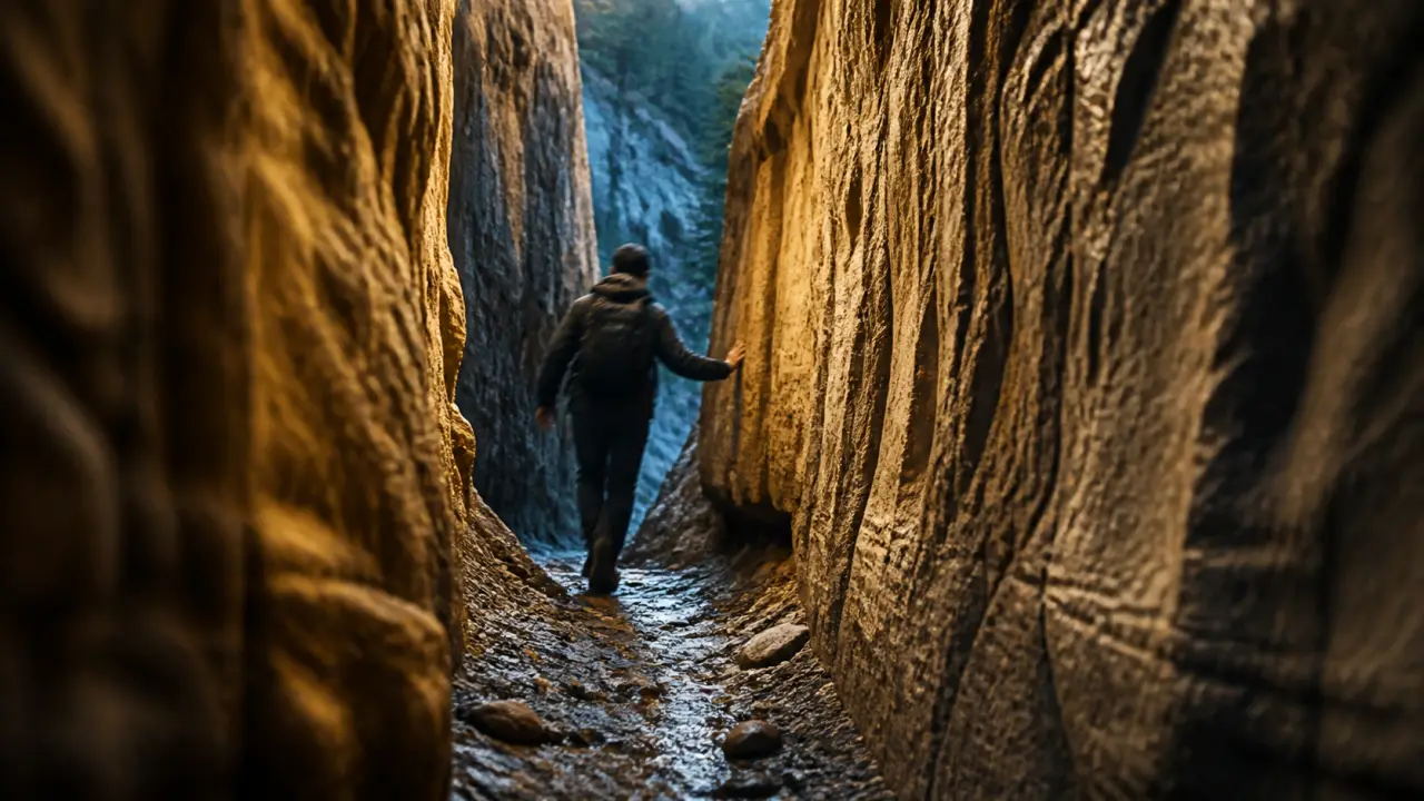 Randonnée gorges Luberon : sentier étroit entre falaises calcaires