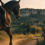 Tourisme equestre Lot : cavalier en balade à cheval 1 heure