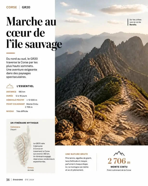 Paysage spectaculaire du GR20 en Corse pour une randonnée en France inoubliable