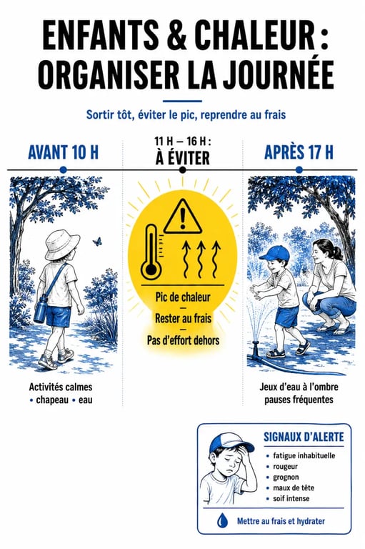 Occuper ses enfants en extérieur pendant les fortes chaleurs estivales : fenêtre horaire idéale, activités à éviter et signaux d’alerte