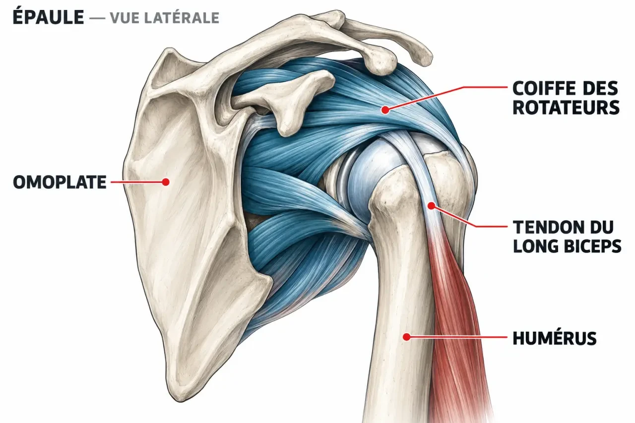 Schéma anatomique de la tendinite de l’épaule et de la coiffe des rotateurs