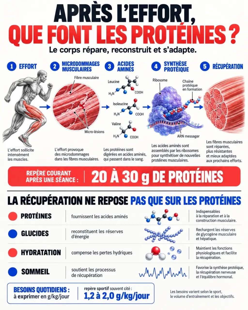 Protéine après le sport : schéma de la récupération musculaire et des apports post-entraînement
