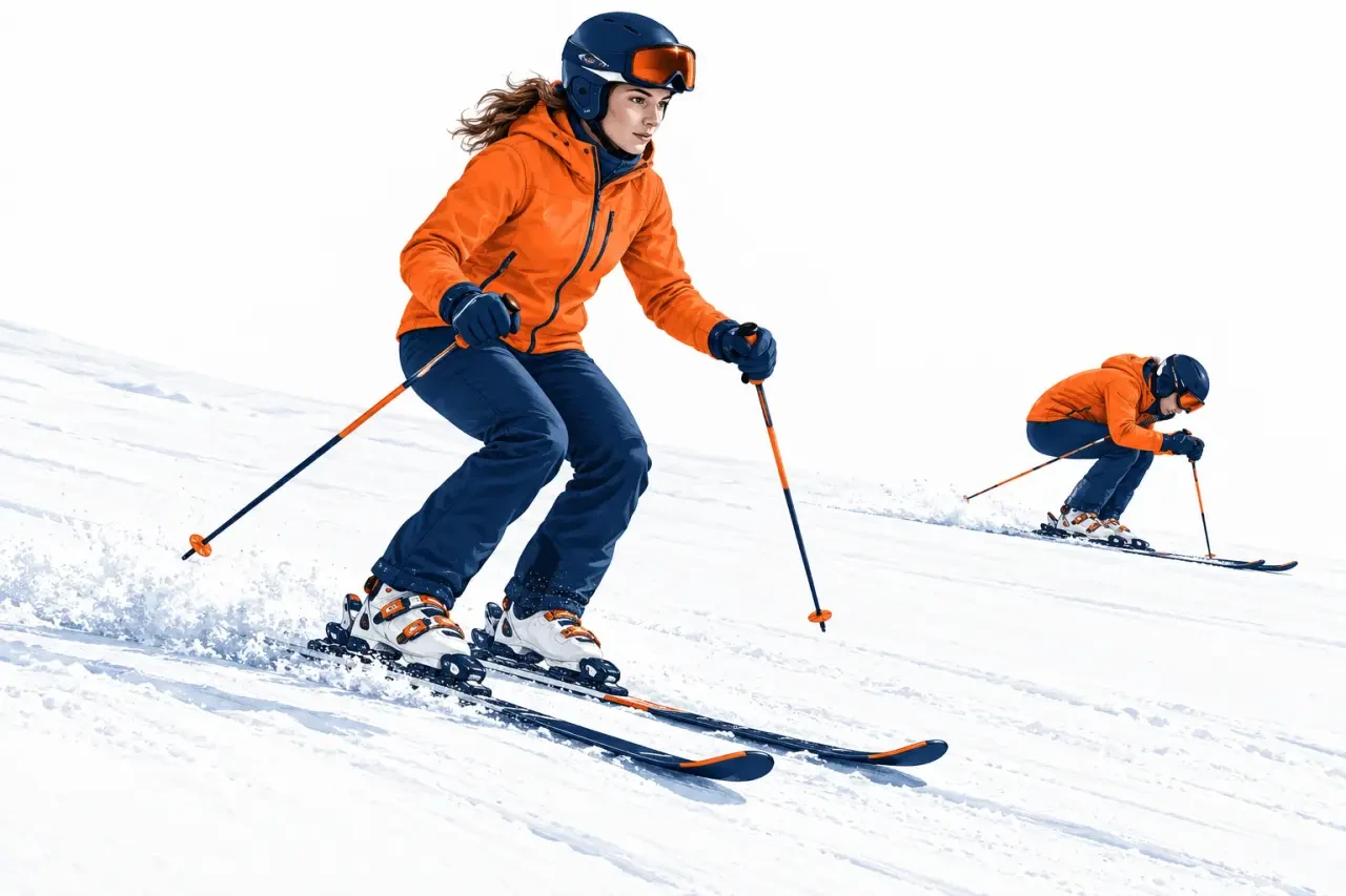 Conseils ski : posture équilibrée et mobile sur une piste douce