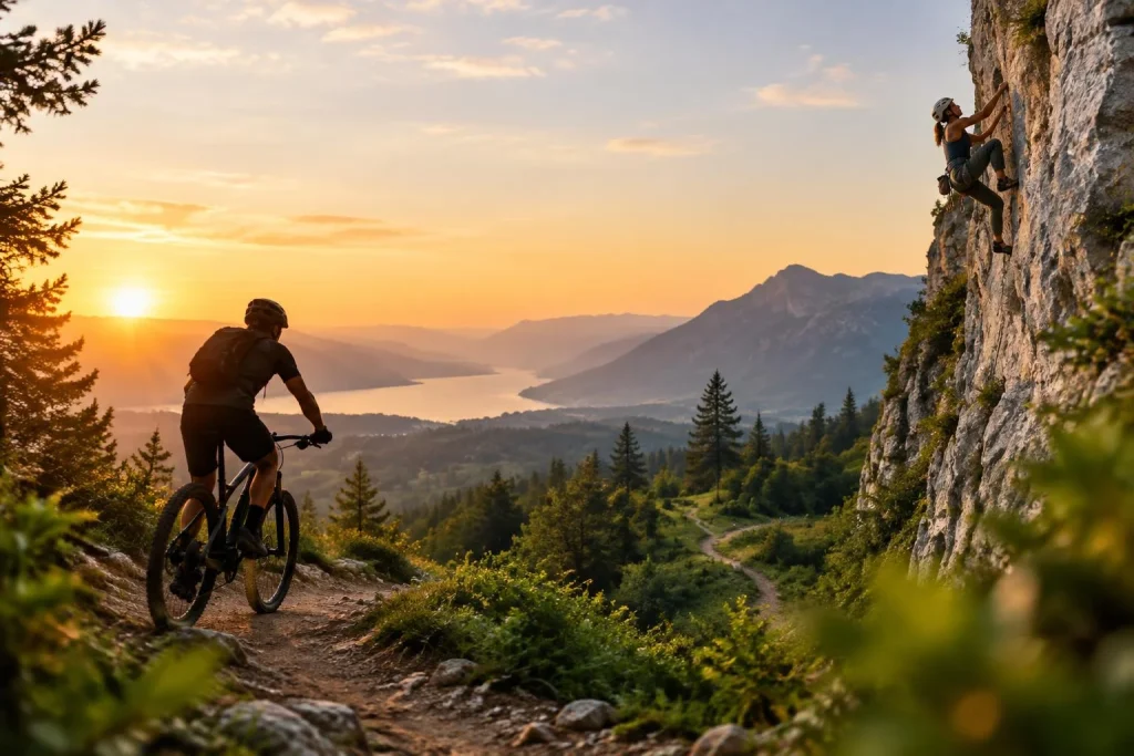 Escalade et VTT en week-end : le programme qui évite d&rsquo;arriver aux voies les jambes vides