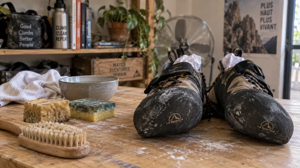 Laver des chaussons d’escalade à la main : la méthode qui protège la gomme et la forme