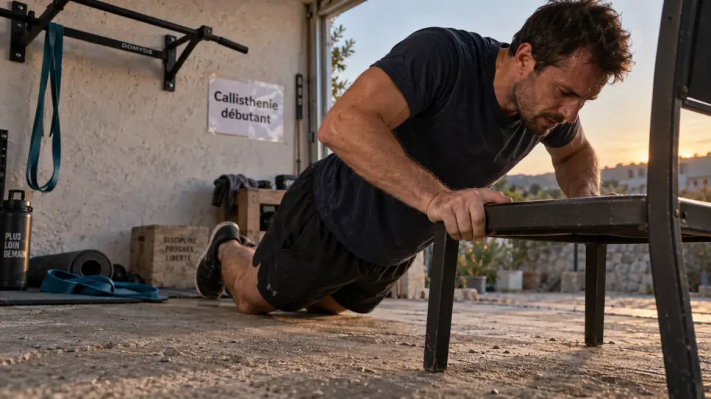 Programme calisthenics débutant : 2 séances par semaine sans barre de traction obligatoire
