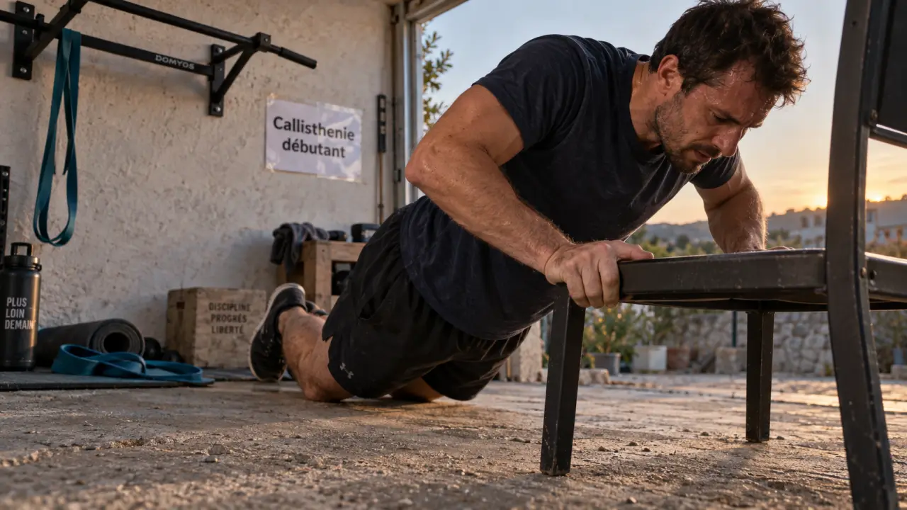 Programme calisthenics débutant : pompes sur chaise